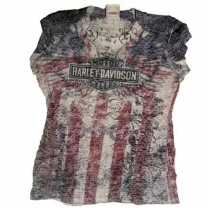Licensed Harley Davidson Patriotic TShirt Smokin’ HD Winston Salem NC S/M